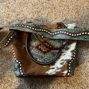 NWT MYRA BAG AZURE PATTERNED LEATHER BAG